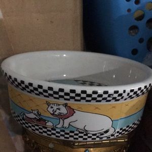 Certified Int' Ceramic Cat Feeding Bowl 50's Diner